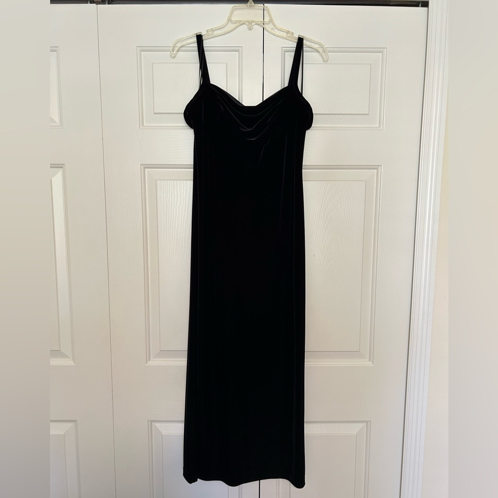 Black Velvet Dress with Cowl Neckline